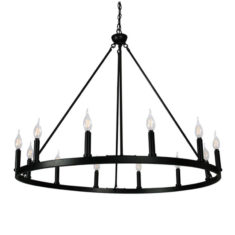 Gracie Oaks Adamsville 12Light Candle Style Wagon Wheel Chandelier